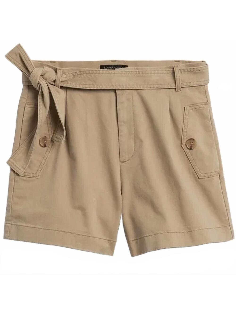 NWT Banana Republic Belted Authentic Chino Shorts Tan Khaki 16 - Picture 2 of 9